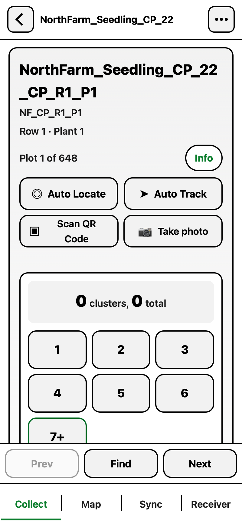 Bur counts and other tallies are recorded with one tap per count.
